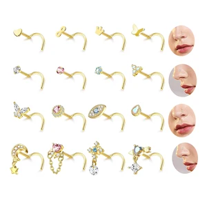 Xinfocus Sexy Nose Piercing Stainless Steel Dangle Nose Stud Rings 20G Nose Body Piercing Jewelry Wholesale