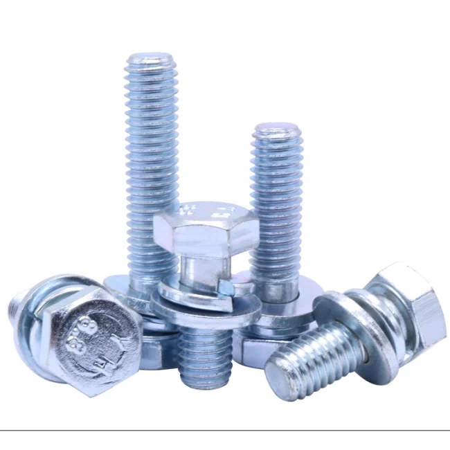 product manufacturers m3 304 stainless steel hexagonal combination bolt external hexagonal flat spring washer three combination screw-58