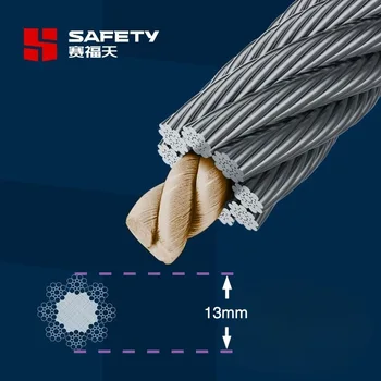 Greased Customized Sisal Fibre Core 8*19s-FC 12mm 13mm 14mm 15mm 16mm Steel Wire Rope for Elevator 8X19s 1370MPa 1770MPa Factory