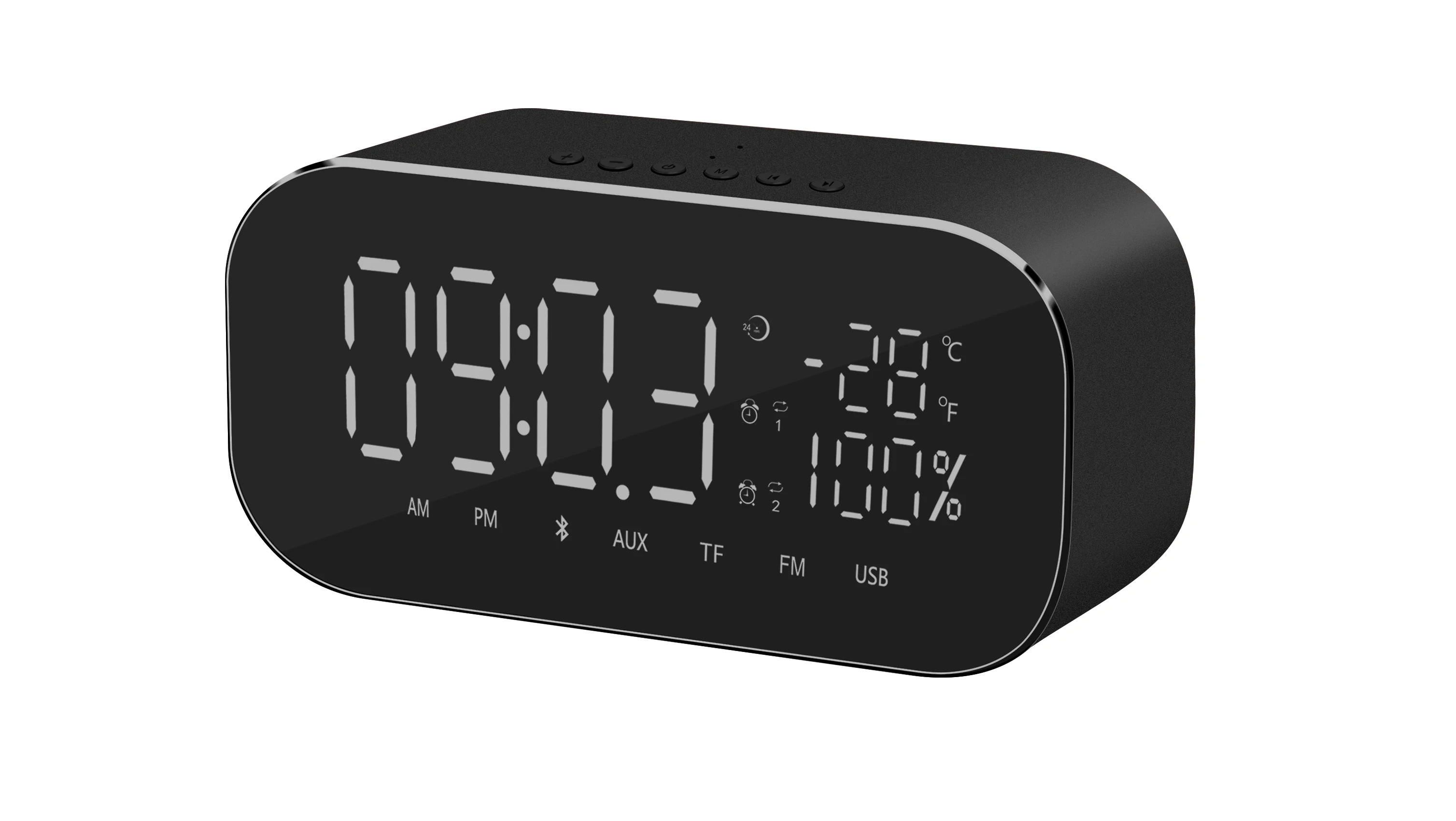 Mini Portable Bluetooth Speaker  Alarm Clock FM Radio Speaker with TF Card and U Disk