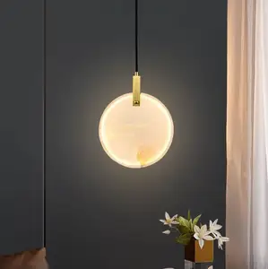 Modern Simple Natural Marble Chandelier All-Copper with Personality for Dining Room Bedroom Study or Villa