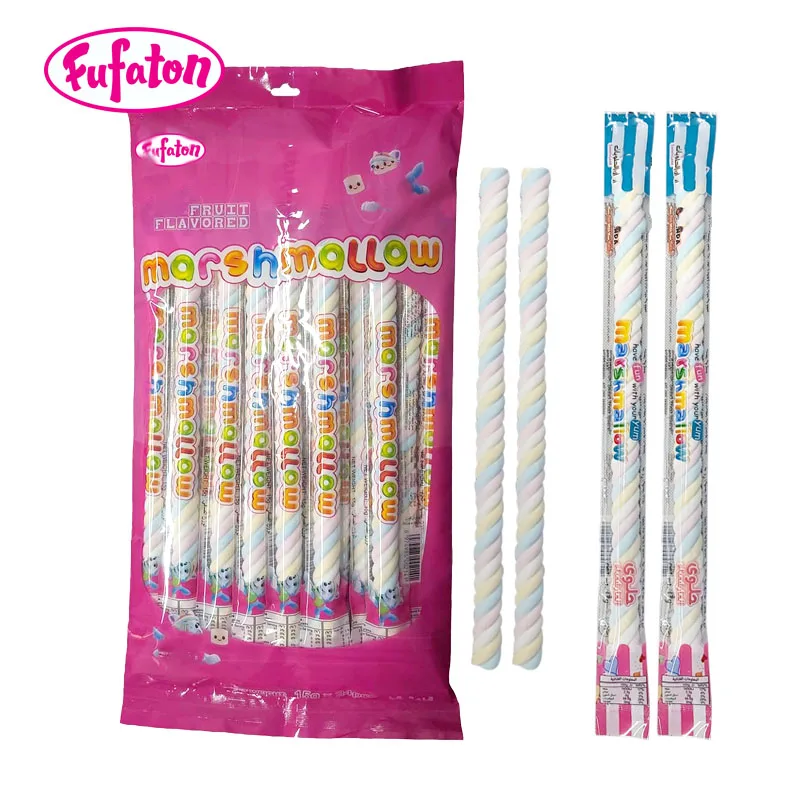 Fruit Flavored Twist Colorful Long Rope Marshmallow Candy