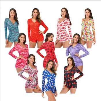 2021 New Arrivals Long Sleeve Sleepwear Christmas Pajamas Women Onesie