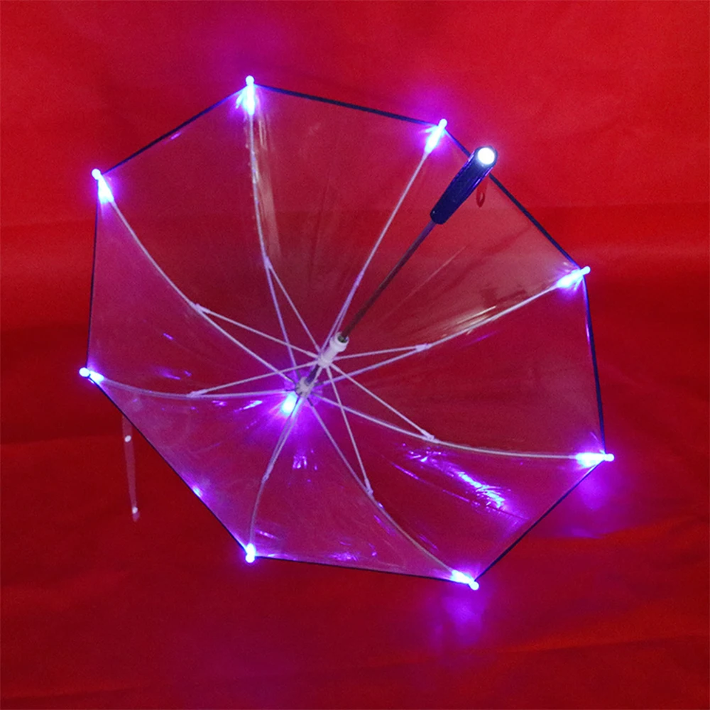 New Invention Custom LED Flying Straight Umbrellas,with Seven Color Advertisement and Transparent Design/