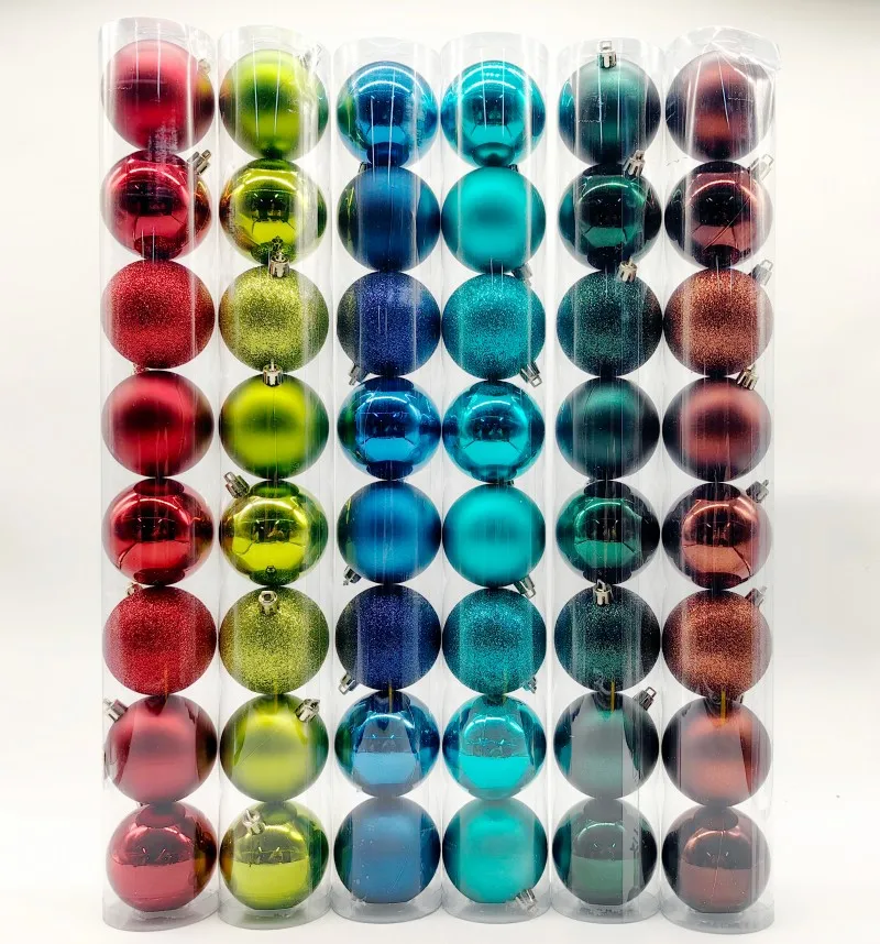 6 cm Werbeartikel Günstige runde plastische Weihnachtskugel, unbedruckt, für Feiertagsparty, Weihnachtsbaum-Anhänger