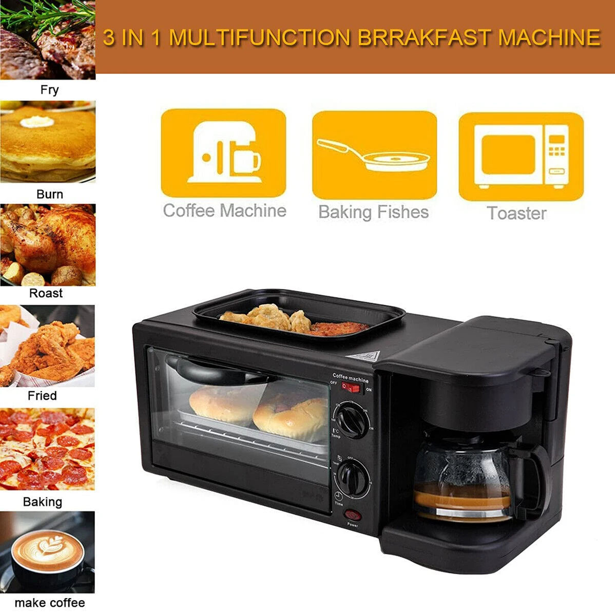 3 in 1 Breakfast Maker Machine Oven Breakfast Machine 3 Ln 1