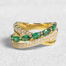 925 sterling silver diamond multilayer cross zircon finger emerald gold rings custom gemstone jewelry for women