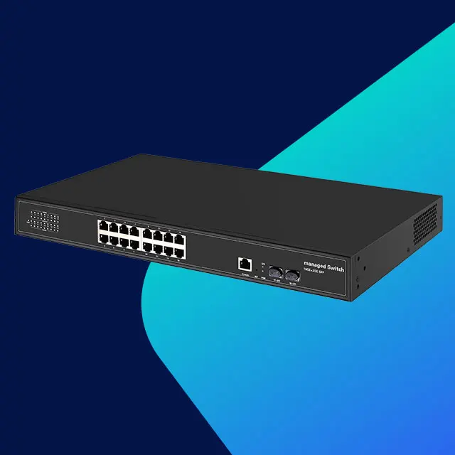 Compact Rack-Mount 16-Port Gigabit L2 Managed Switch with 2x10G SFP+ Uplinks for Office/Branch/VoIP