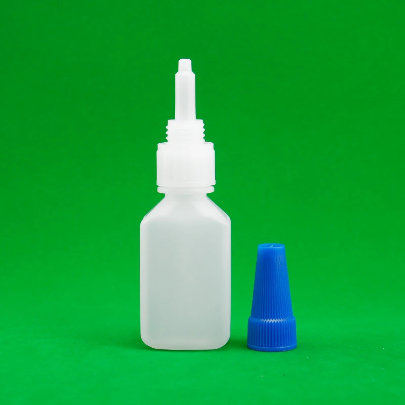 Factory supply 20ml Square Chemical Glue applicator bottle