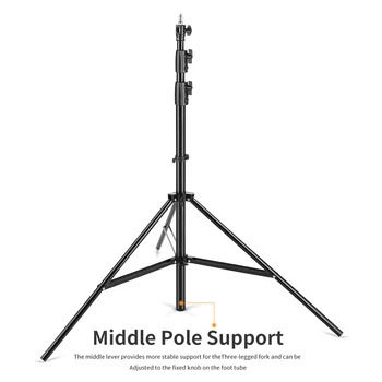 Improved 2.8 Meter / 9 ft Heavy Duty Impact Air Cushioned Video Studio Light Stand,Telescopic Support in the Middle,More Stable detail image