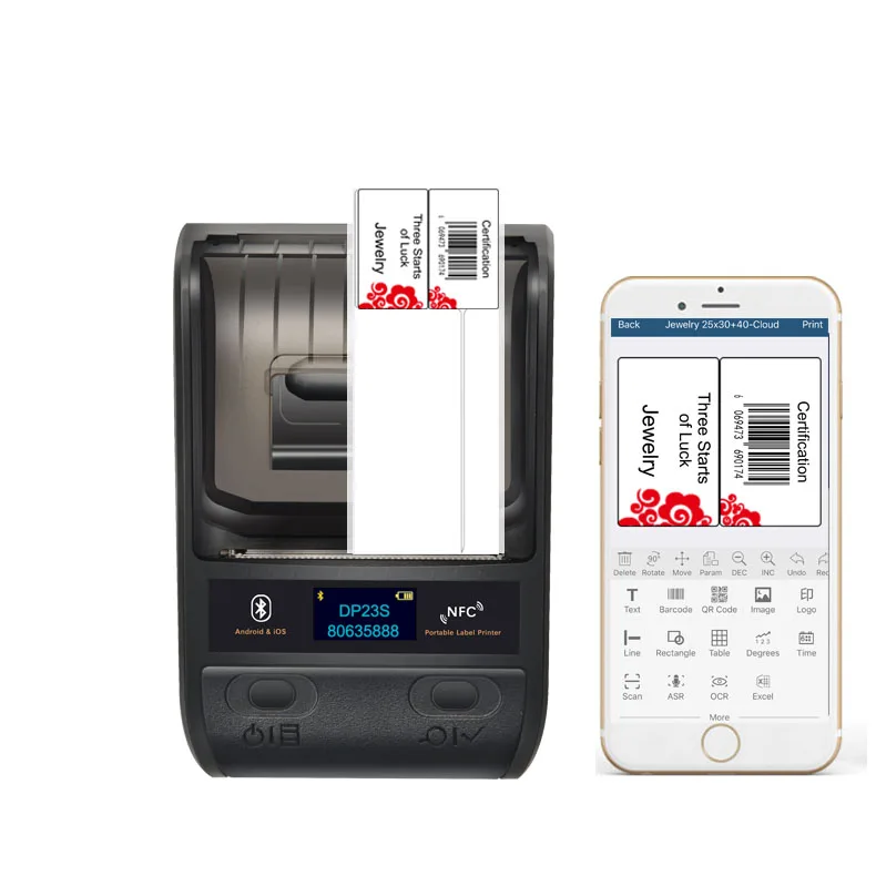 DeTong DP23S Android Mini Label Printer with Free SDK Portable Qr Code Printer