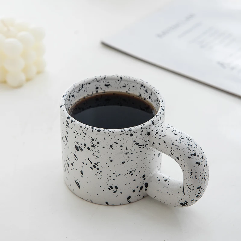 Nordic Aesthetic Mug Ceramic Cafe Latte Chubby Mug Handmade Splash Ink Trendy Coffee Mug With ...