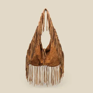 Faux Suede PU Tote Handbag New Trending Shoulder Bag Custom Tassel Bags Tote  Bags for Women