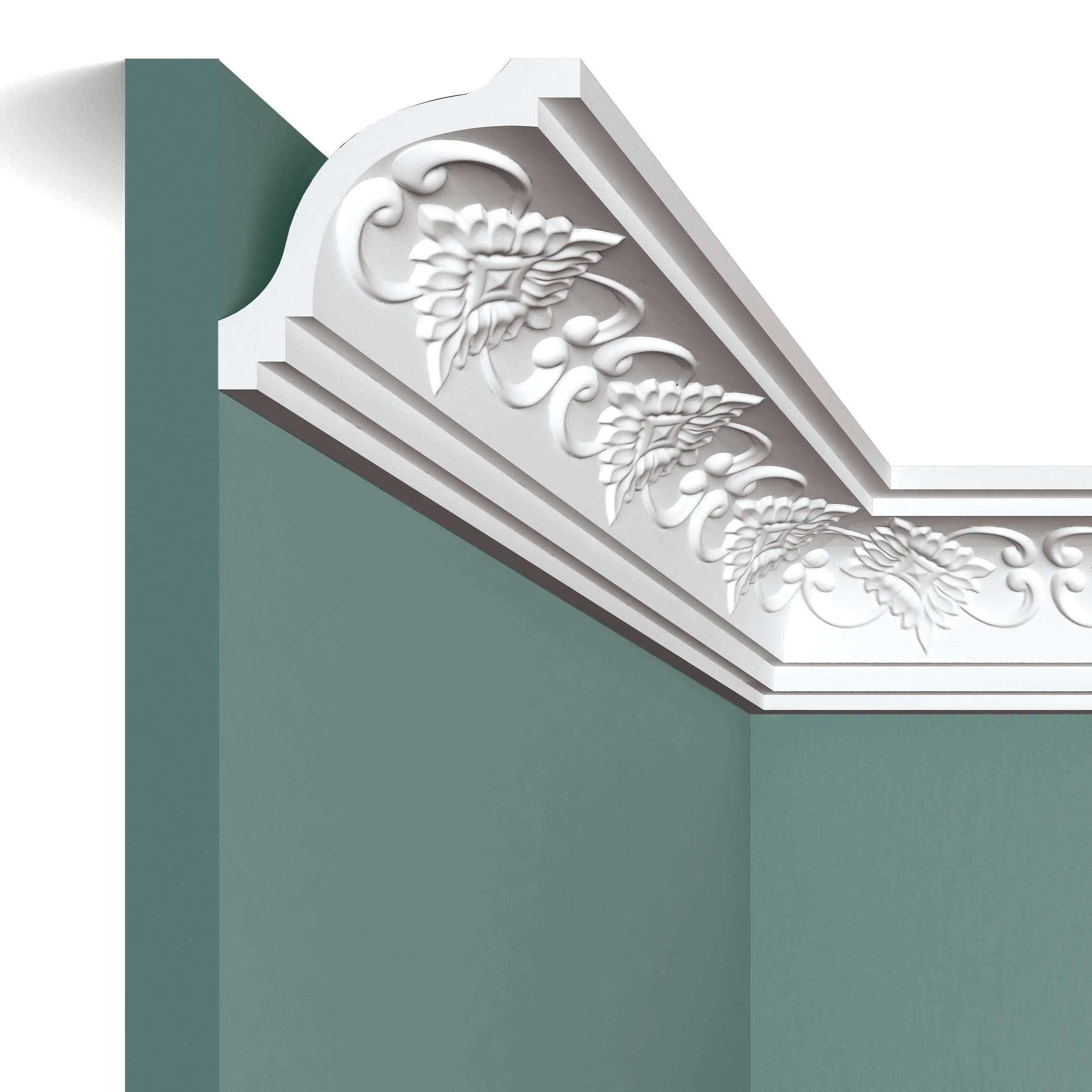DecoVision DV-4043 2400*80*80MM PU Polyurethane Carved Ceiling Cornices For Interior Decoration