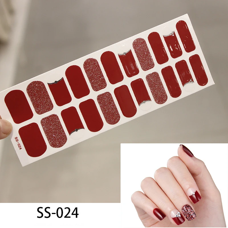 Semi Cured Gel Nail Strips,Full Nail Stickers Wraps Adhesive Fingernail ...
