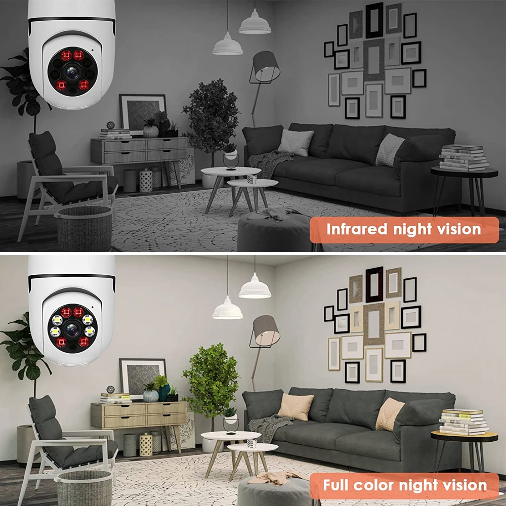 FansuTi  E27 Tuya Smart Light Bulb Camera 3MP Light Bulb Camera Motion Detection Full Color Pan Tilt 360 Degree Panoramic