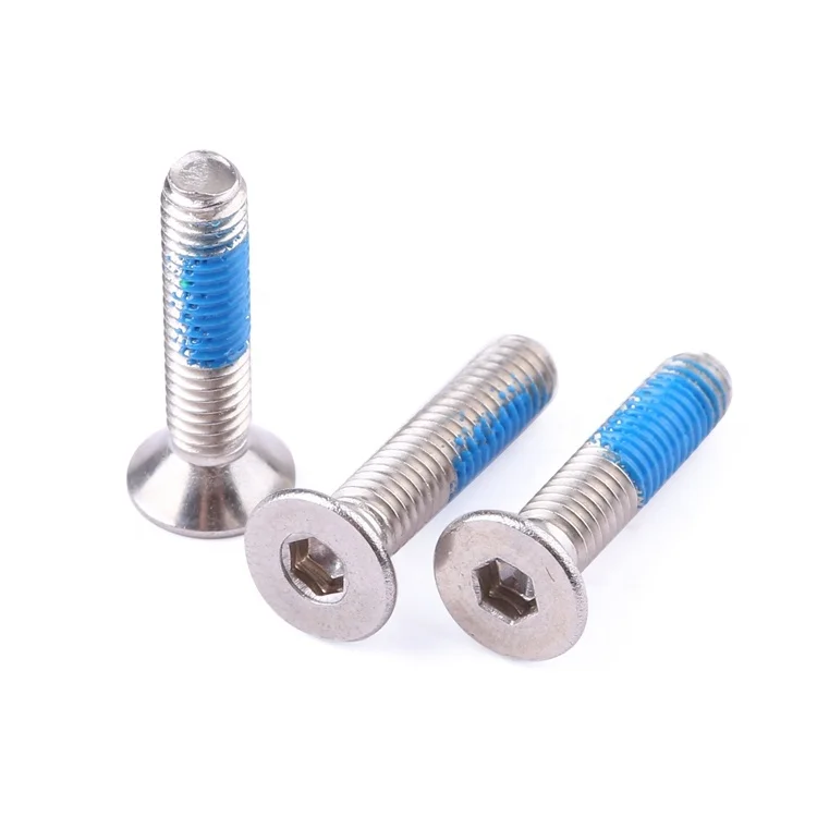 Factory price GB2673 M2-M8 stainless steel anti loosening nylon adhesive flat head torx screws