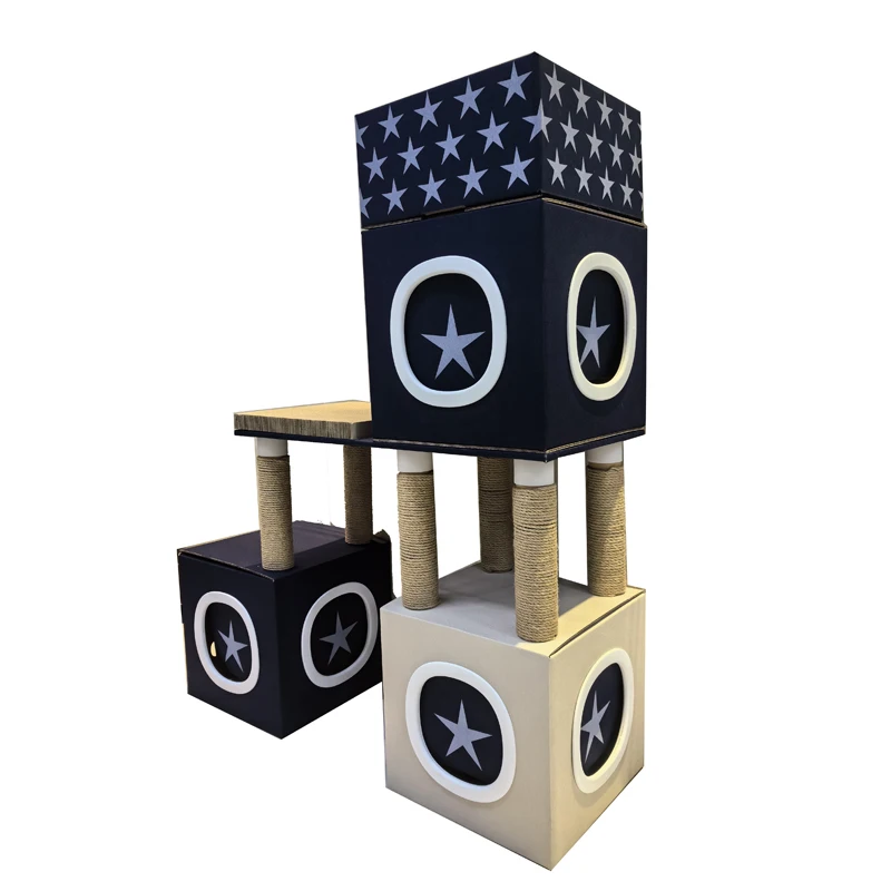 New Pet Cat Tree for Large Cats House Scratcher Tower Upgraded Cardboard Cat Castle