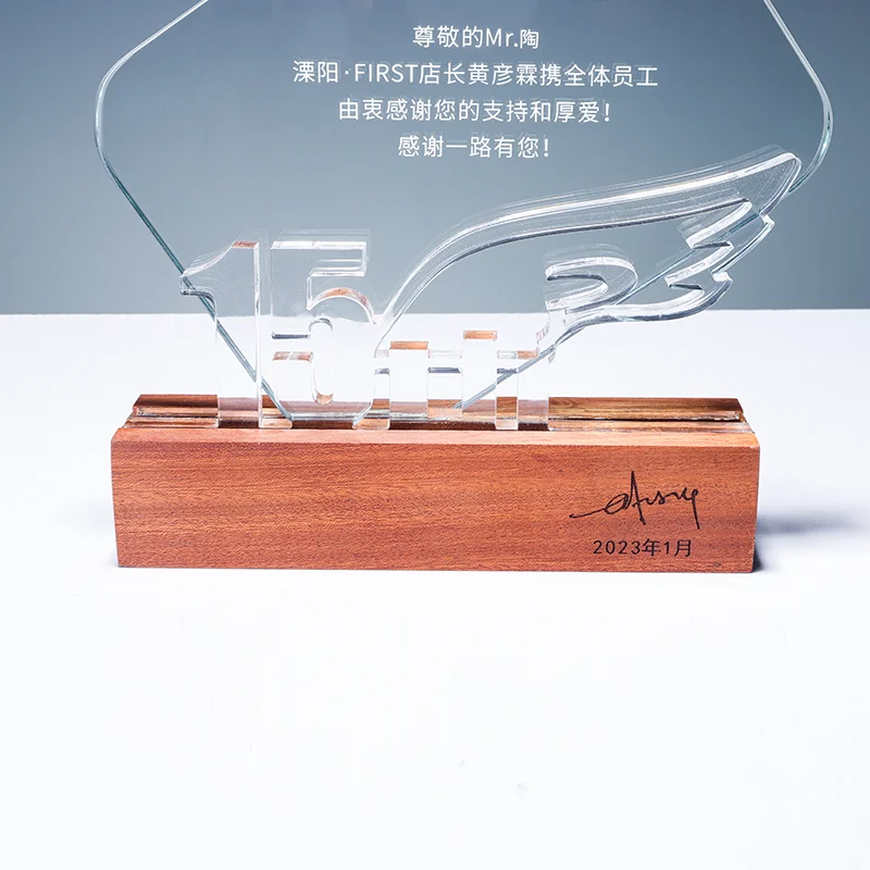 High quality wholesale customized creative design acrylic trophies awards plaques manufacture