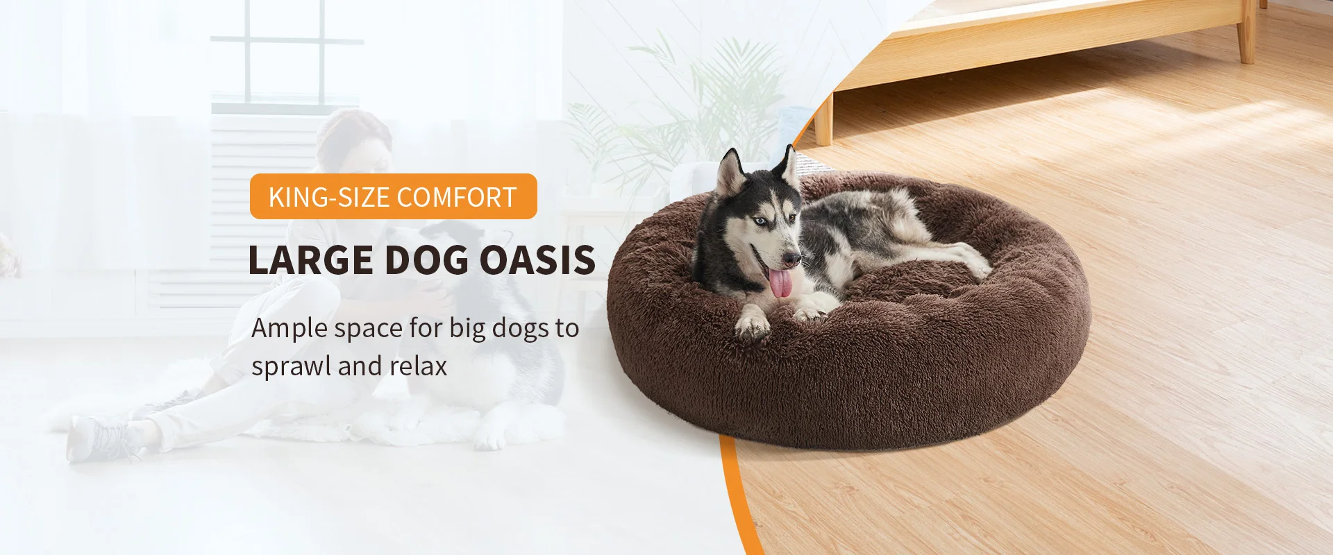 Luxury washable soft plush round fluffy cat pet dog donut bed supplier