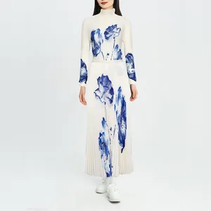 Original Design Women's High Quality Fashionable Two-Piece Casual Style Printed Shirt and Pleated Skirt Set