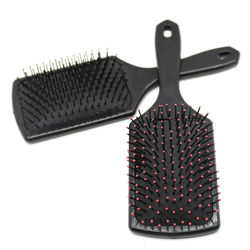 High quality plastic matte black custom paddle private label hair brush