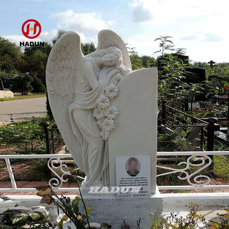 Marble Hand Carved Cemetery Decoration Figurine Life Size Weeping Angel ...