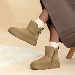 New Product Custom High-end Ladies Non slip Zipper Thick Bottom Waterproof Warm Winter Uggss Snow Boots Women's Boots