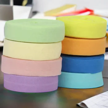 Wholesale Customs Colored Nylon Fold Over Elastic 5/8Inch Binding Tapes double fold nylon bias tape
