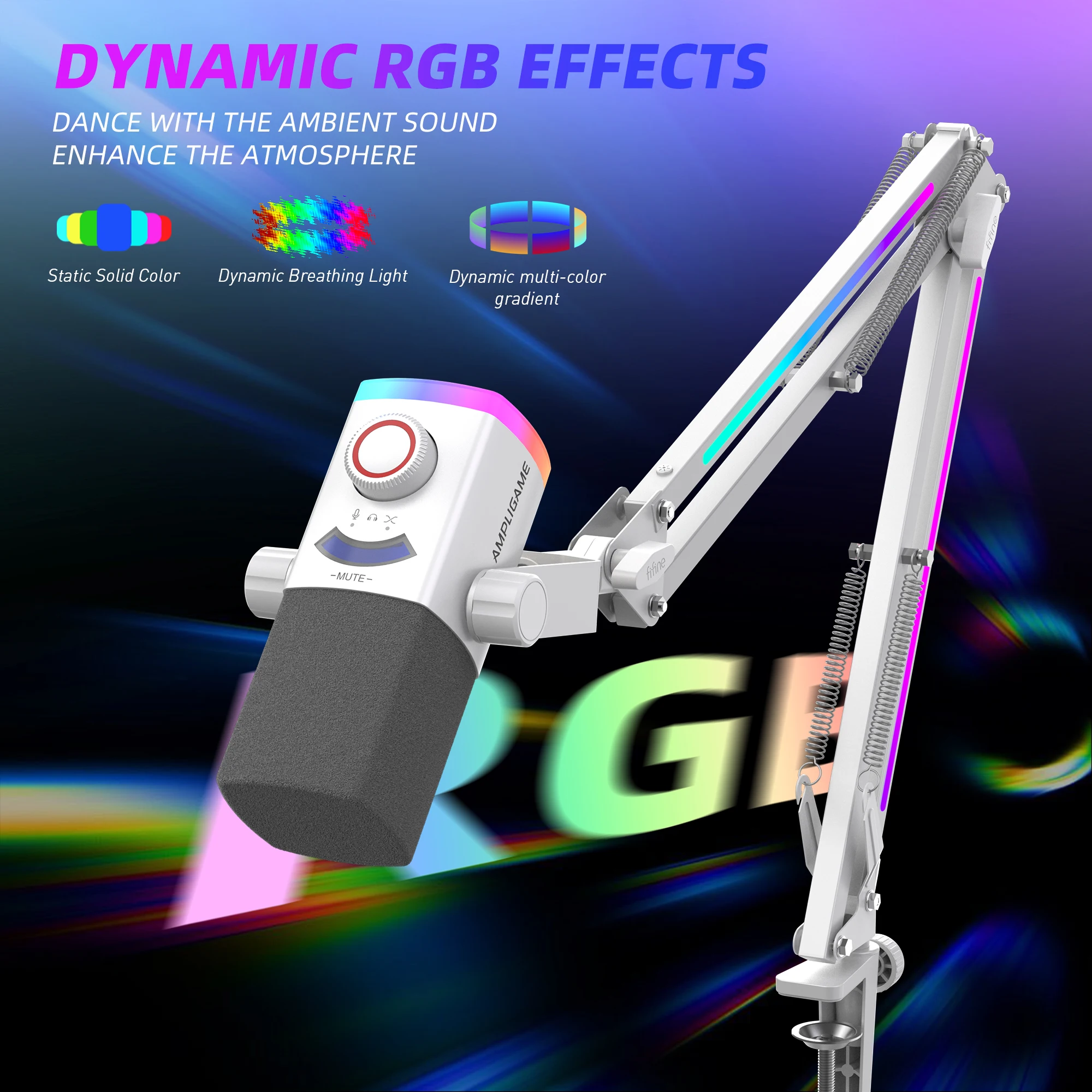 Fifine AM8PROT RGB Dynamic Microphone Kit - USB & XLR PC Streaming