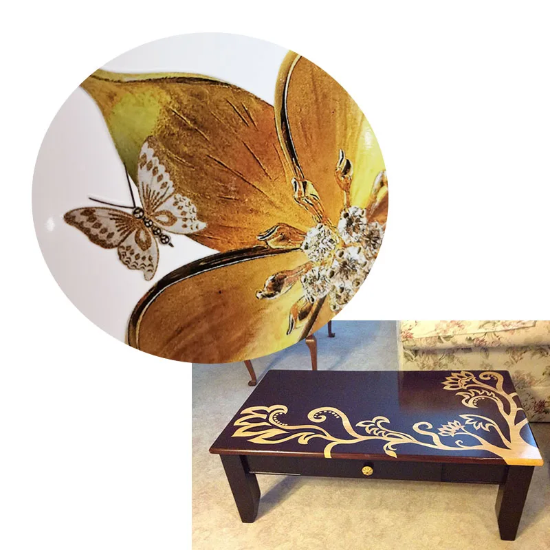 Декоративная цветная Золотая печать на водной горке для деревянной мебели