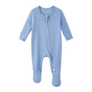 Unisex Wholesale Baby Bodysuit 100% Cotton Knitted Romper with Long Sleeve Zipper Button Closure Casual Wear for Infants Summer