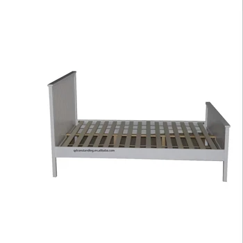 OEM ODM Customized Manufacture New England modern wood slats foundation King Size White Lacquer Bed Frame