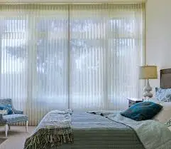 Vertical Shaded Gray Sheer Curtains with Cord Weight Dual Window Sheer Shades Luminette for Outdoor Big Window Door Treatment