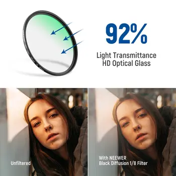 Factory Price Black Pro Mist Camera Lens Filter NEEWER 40.5mm Black Diffusion 1/8 Filter Mist Dreamy Cinematic Effect Filter detail image