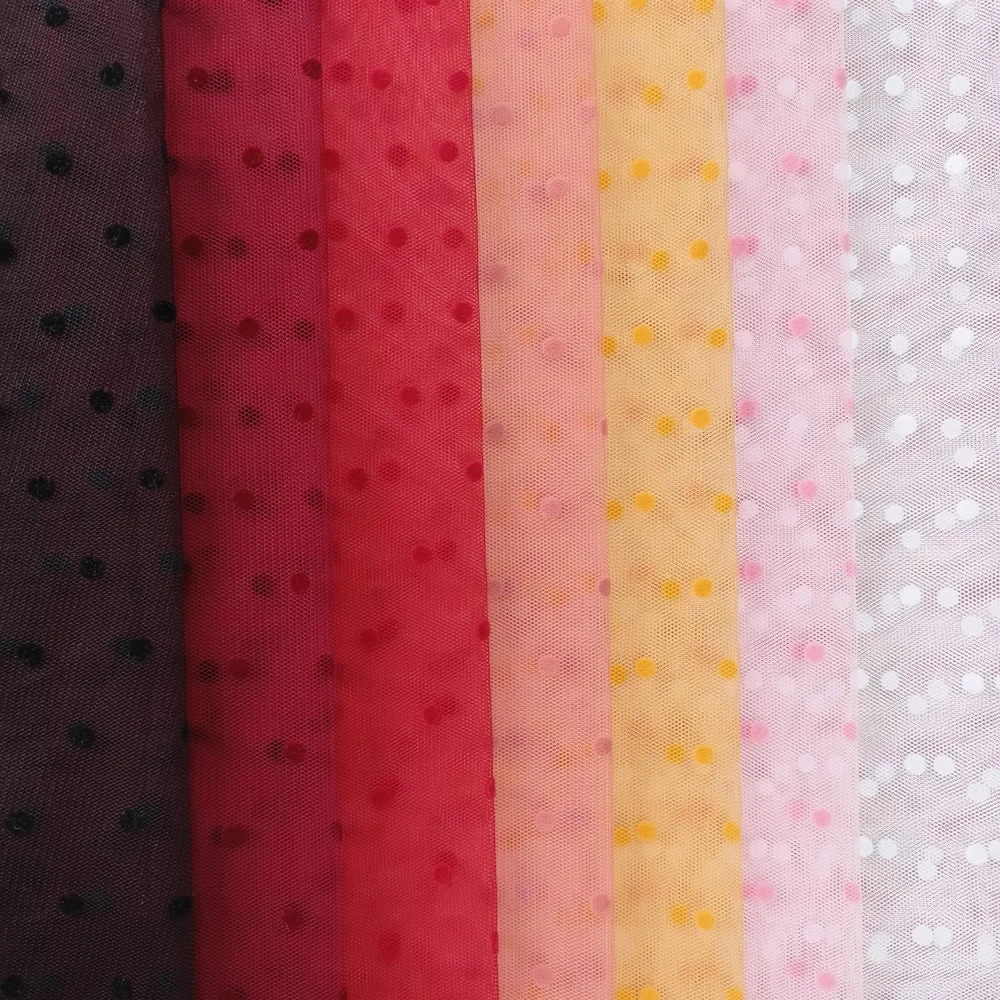 Hot Sale 100% Polyester 1cm Dots Shinny Mesh Comfortable Breathable Net Elastic Fabric Athletic
