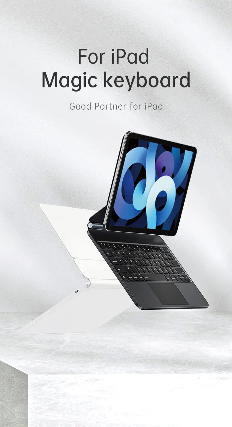 product magic keyboard case for ipad magnetic floating bluetooth keyboard with stain resistant pu leather coverlaudtec-2
