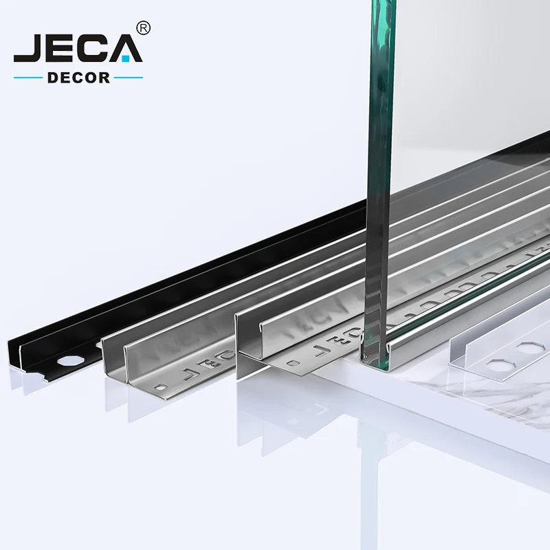 Foshan JECA Factory Directly U Channel Glass Profile Aluminium Shower Wall Profiles for Decoration 304/316 Tile Trim