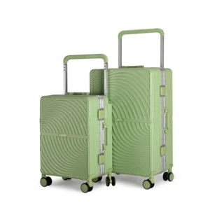 OEM/ODM Lightweight PC Luggage Set Modern Striped Design Travel Suitcases with Waterproof Spinner Wheels for Business Carry-Ons