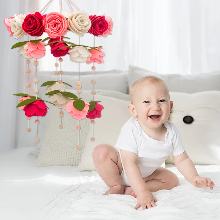 Войлочный детский мобильный войлочный цветок, подвесные розы, войлочный детский мобильный для детской комнаты