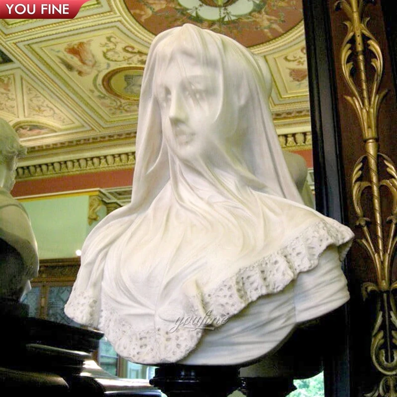 精巧な手彫りの庭園用大理石「覆面少女」胸像| Alibaba.com