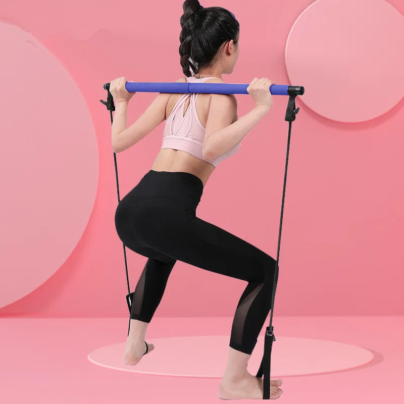 Portable Home Workout Yoga Exercise Tool Stick Yoga Gym Stretching Elastic Pull Rope Resistance Bands Fitness accessories