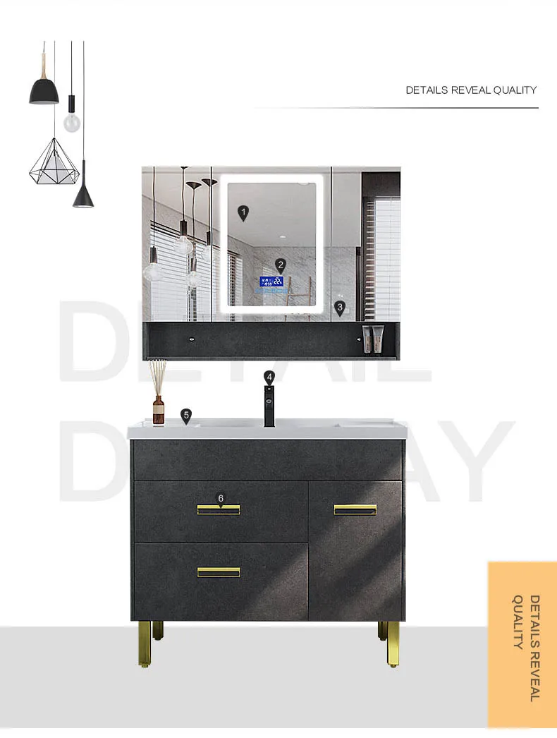 High Quality Standing Bathroom Vanity Set with Stainless Steel Legs