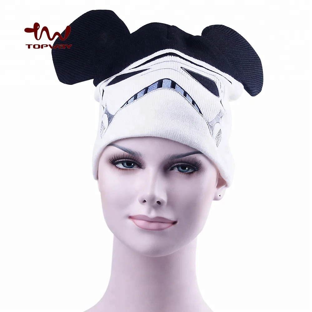 Логотип Фанни черный белый цвет жуткий уход за кожей лица кепки вышивка вязаная шапочка шапки с ушками для женщин дамы