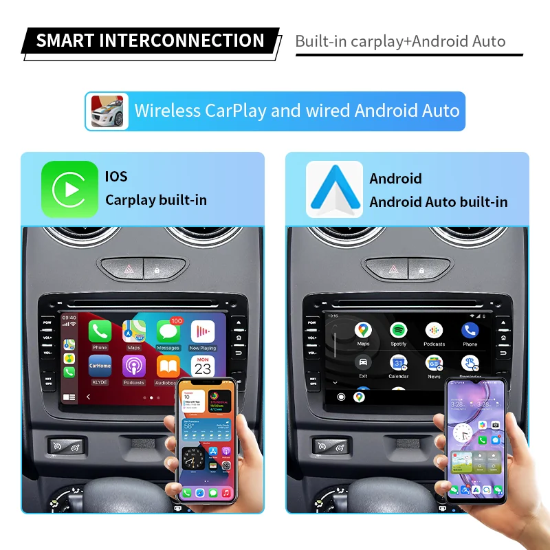 7" IPS Screen Android 13 Car Navi Stereo Audio CarPlay Auto Car Radio for Renault Dacia Duster/Logan/Sandero/Lodgy