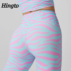 Factory 2026 High Waist Digital Printing New Style Yoga Leggings Gym Tights Ribbed High Impact Gym Leggings Print Yoga Leggings