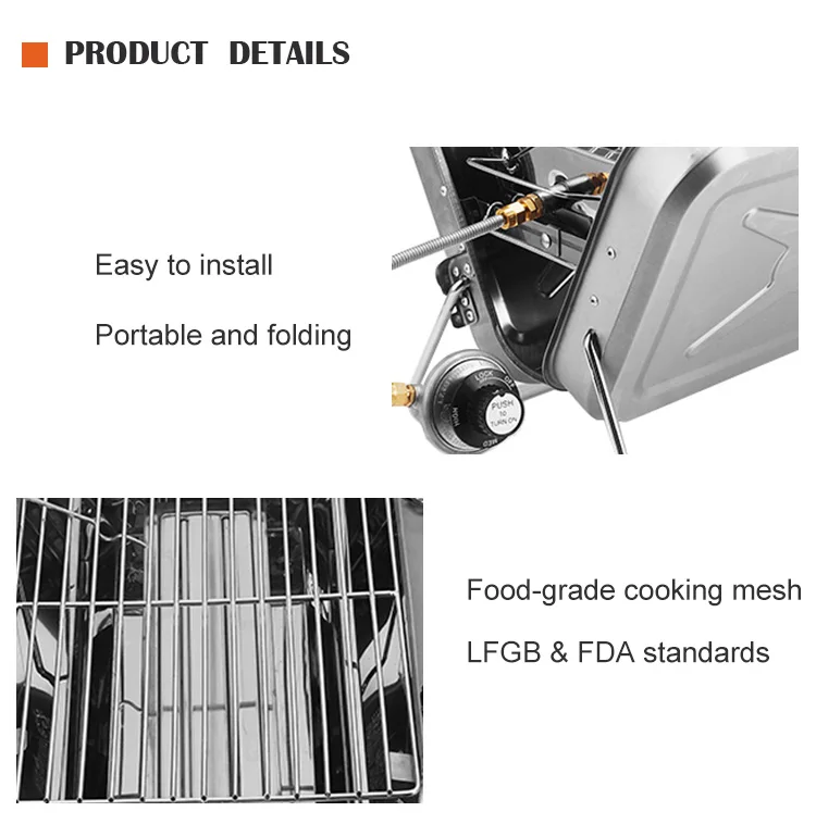 Commercial Korean Briefcase Barbecue Table Grill Folding Stainless
