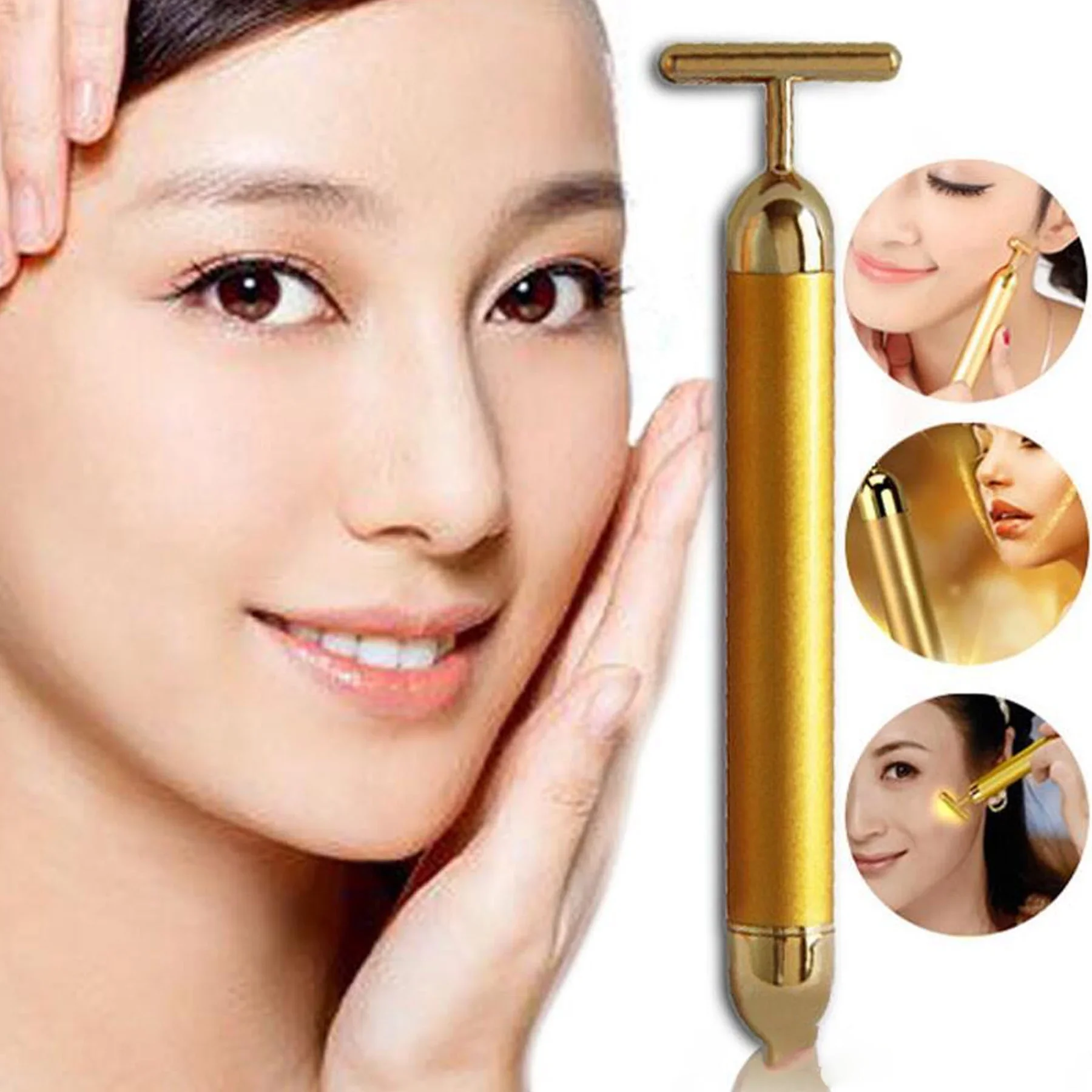 24Kゴールドエネルギー美容バーハンドヘルド振動マッサージフェイス