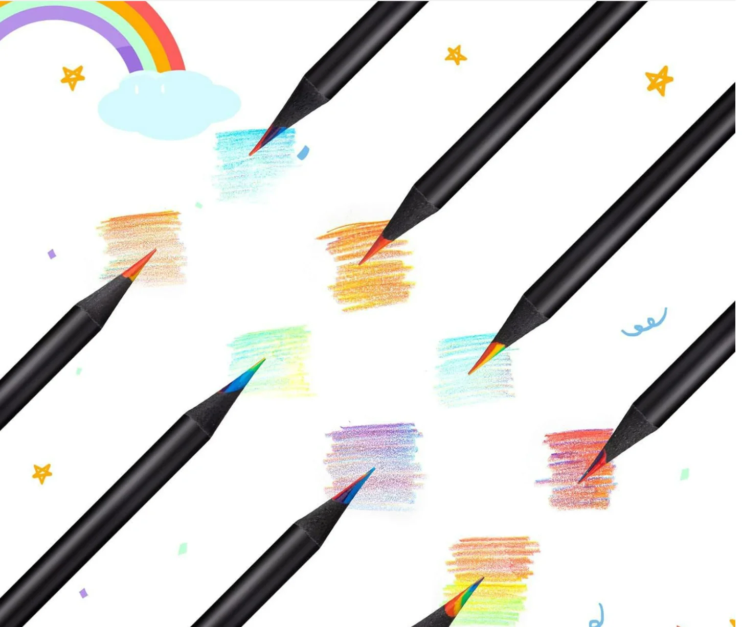 7 Color Rainbow Colored Pencils For Coloring Books And Drawing_voghion.com