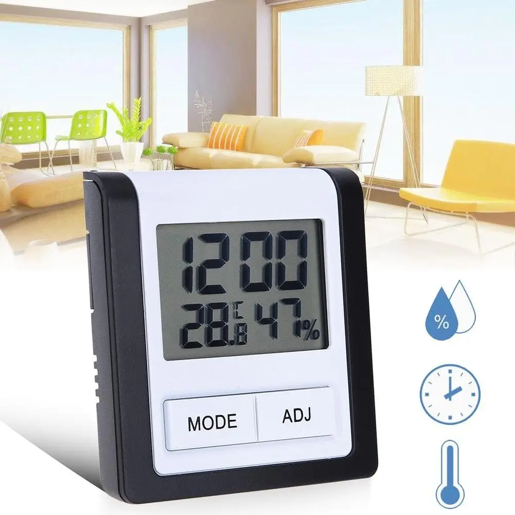 Simple Design square Outdoor Temperture Humidity Time Thermometers Room Thermometer OEM ODM Supported Electronic Thermometers